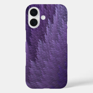 Funda iPhone 16 Violeta Lila Púrpura Patrón de Plumas de Tartán
