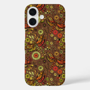 Funda iPhone 16 Volar, volar libélula sobre canela marrón