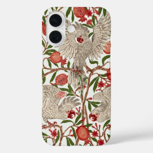 Funda iPhone 16 Walter Crane Cacatúa Blanca Granada Roja Arte