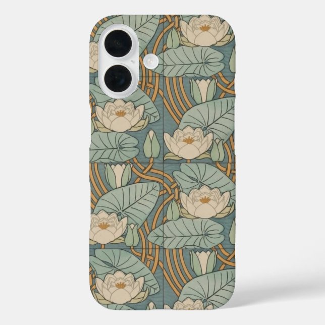 Funda iPhone 16 Water Lilies Lily Naturaleza Art Nouveau