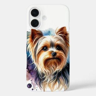 Funda iPhone 16 Watercolor Terrier de Yorkshire