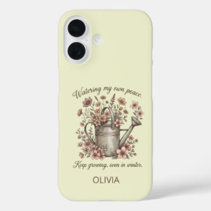 Funda iPhone 16 Watering My Own Peace Vintage Floral Botanical