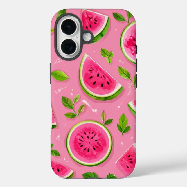 Funda iPhone 16 Watermelon Phone Case - Pink Summer Fruit Pattern (Reverso )