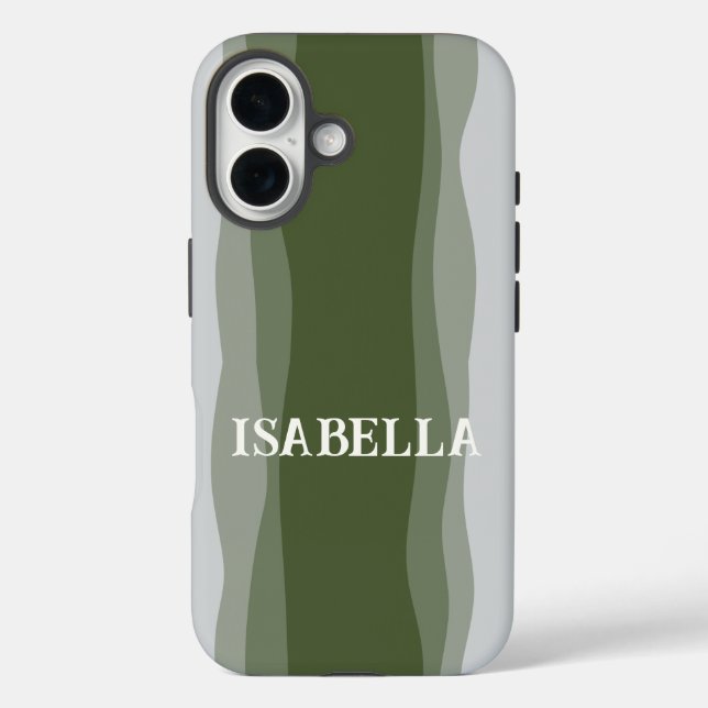 Funda iPhone 16 Waves in green on green and gray (Reverso )