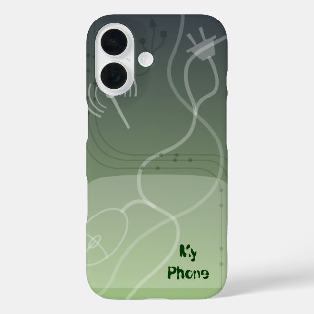 Funda iPhone 16 Web 2.0 del ciberespacio verde (Reverso )