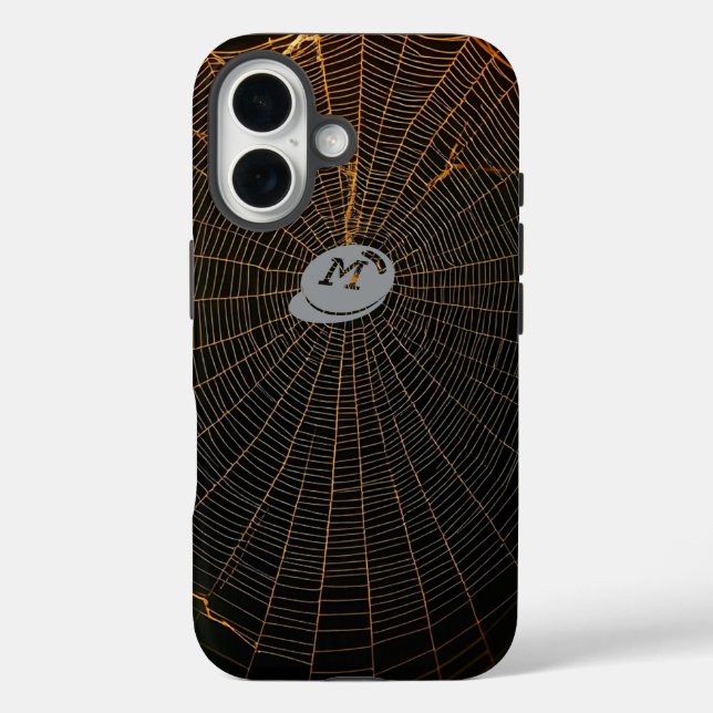 Funda iPhone 16 Web araña iluminada en la oscuridad (Reverso )