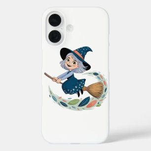 Funda iPhone 16 Whimsical Alicia Witch on Broomstick