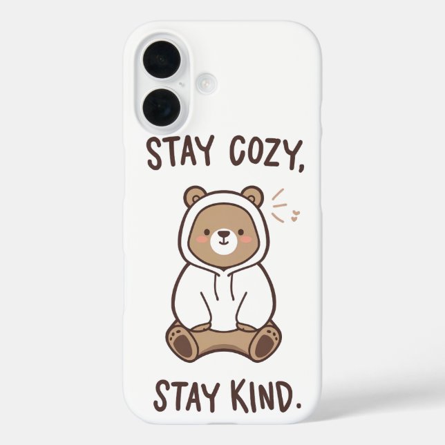 Funda iPhone 16 Whimsical Bear with Positive Kindness Quote (Reverso )