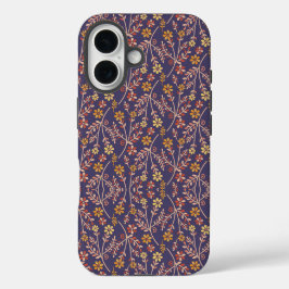 Funda iPhone 16 Whimsical Floral Design with Vines on Purple Back