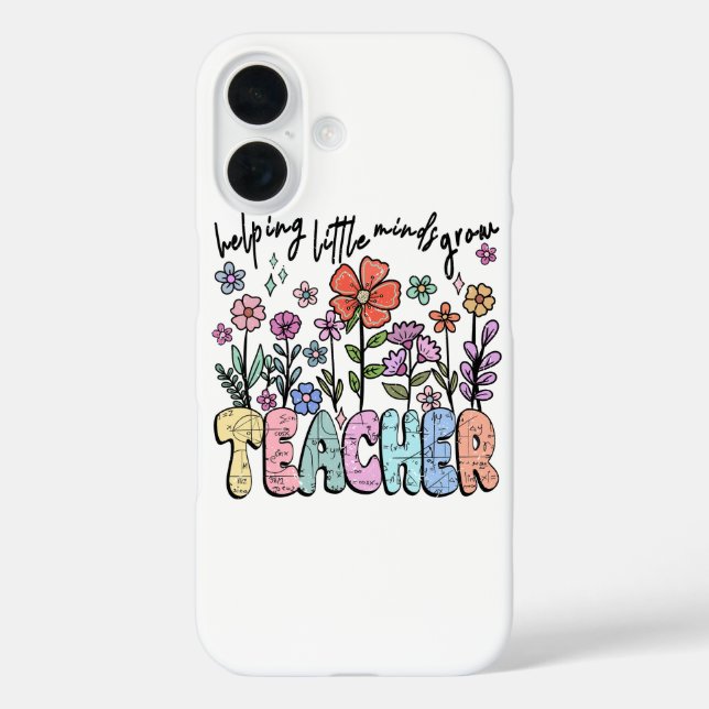 Funda iPhone 16 Whimsical Floral Garden Teacher (Reverso )