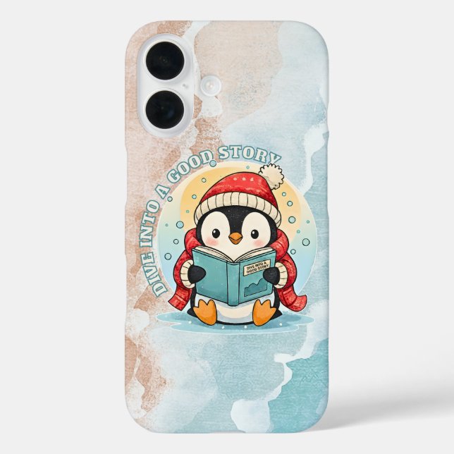 Funda iPhone 16 Whimsical Reading Penguin Bookish iPhone Case (Reverso )