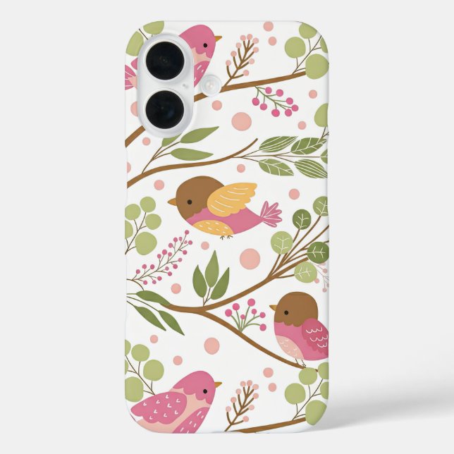Funda iPhone 16 Whimsical Spring Garden con robots (Reverso )