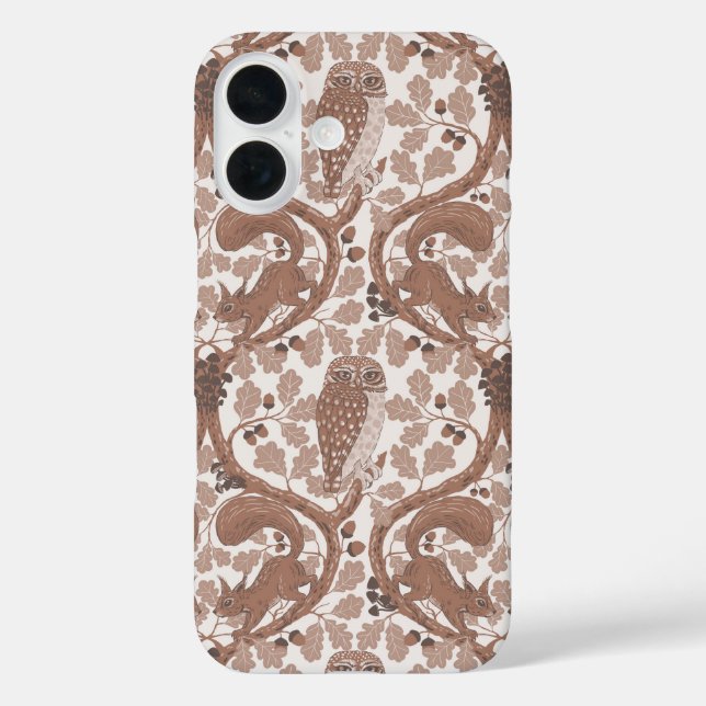 Funda iPhone 16 Whispers/Owls y Squirrels en roble/mo (Reverso )