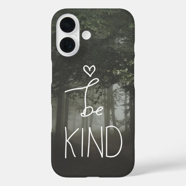 Funda iPhone 16 White Be Kind Cita Cute Heart Typography Girly (Reverso )