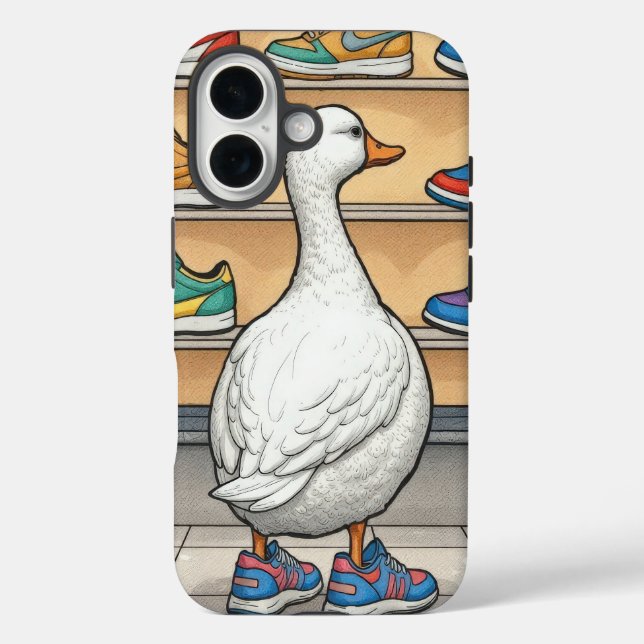 Funda iPhone 16 White Duck Window Shopping For Sneakers (Reverso )
