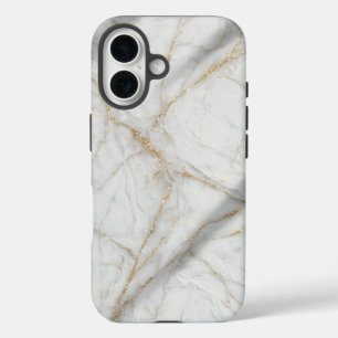 Funda iPhone 16 White Gold Marble Luxury Elegant Case