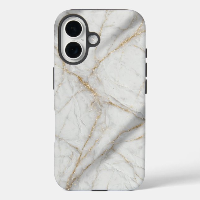 Funda iPhone 16  White Gold Marble Luxury Elegant Case (Reverso )