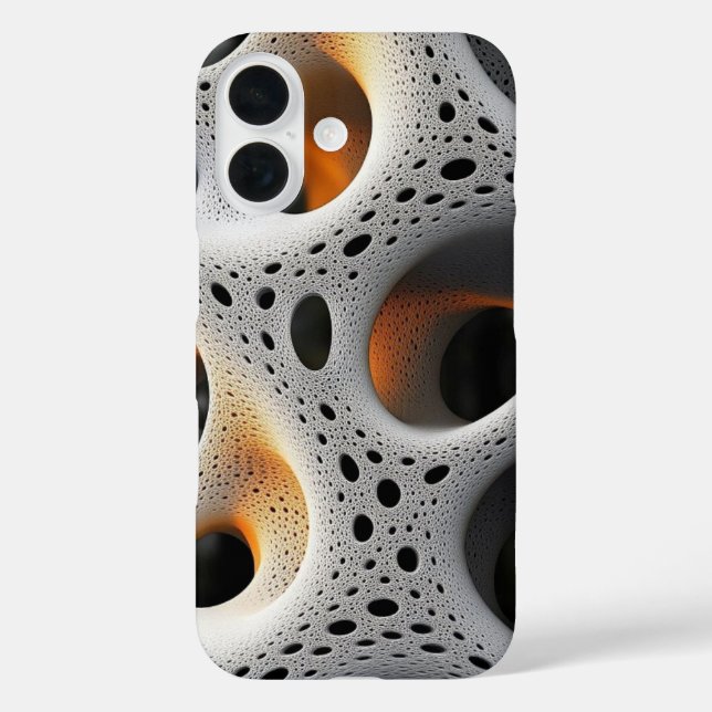 Funda iPhone 16 White Lattice with Amber Glow Abstract Case (Reverso )