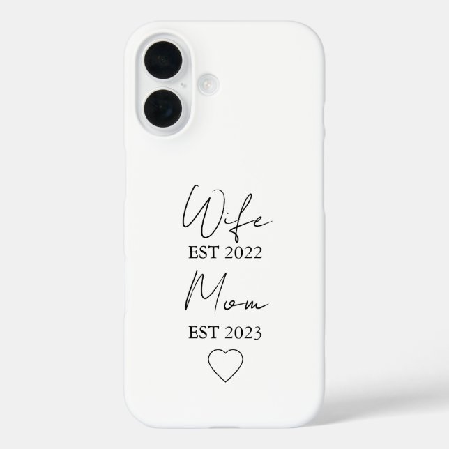 Funda iPhone 16 Wife & Mom Est. – Minimalist Valentine Gift (Reverso )
