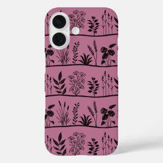 Funda iPhone 16 Wild Meadow Whispers XS black silhouettes