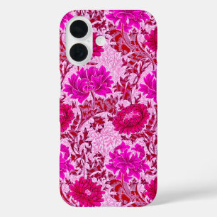 Funda iPhone 16 William Morris Chrysanthemums, Borgoña y Rosa
