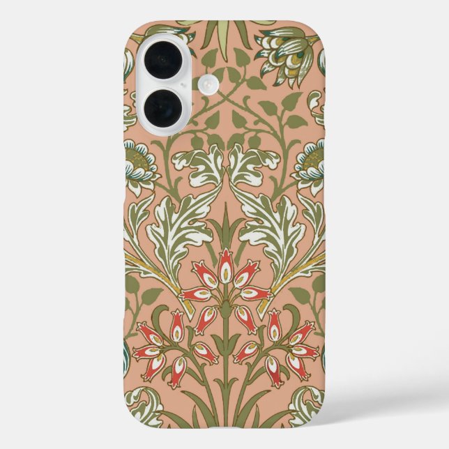 Funda iPhone 16 William Morris Hyacinth Flower Rosa Art (Reverso )