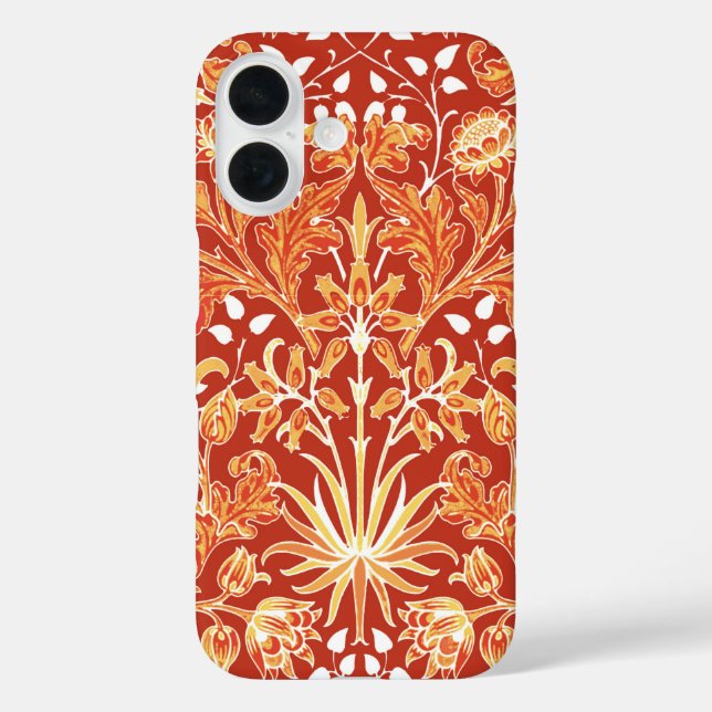 Funda iPhone 16 William Morris Hyacinth Print, Naranja mandarín (Reverso )