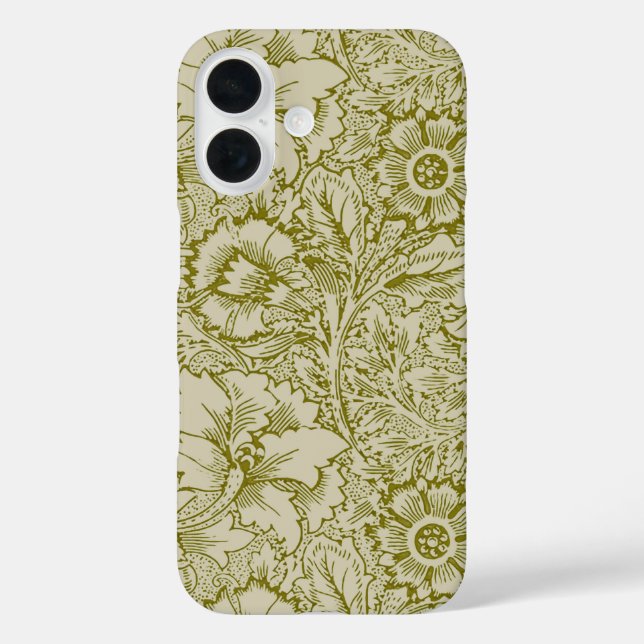 Funda iPhone 16 William Morris Poppy Classic Floral Green (Reverso )
