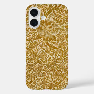 Funda iPhone 16 William Morris Rosa y Flor de Cardo Dorado