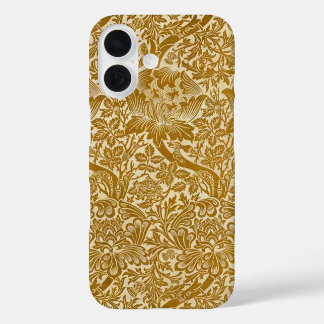 Funda iPhone 16 William Morris Rosa y Thistle Floral Golden (Reverso )
