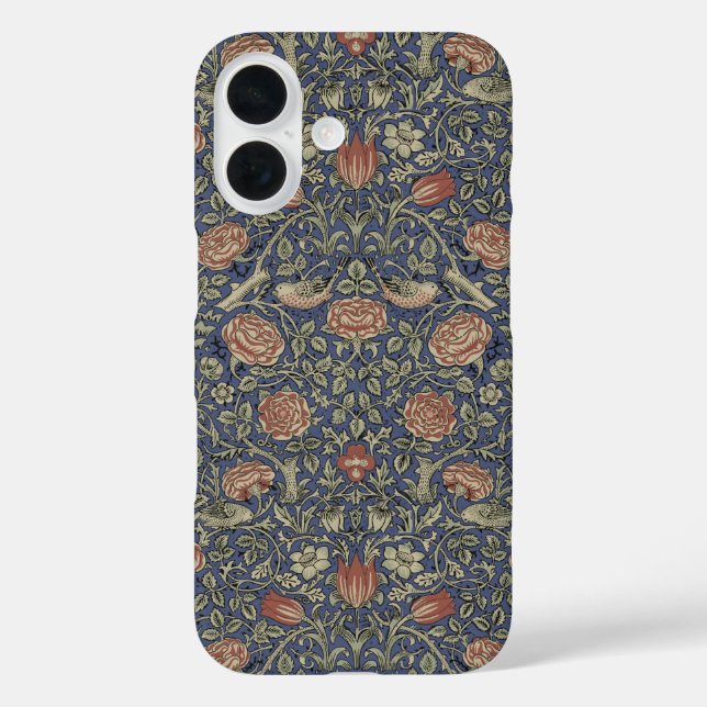 Funda iPhone 16 William Morris Tudor Rosa Wallpaper (Reverso )