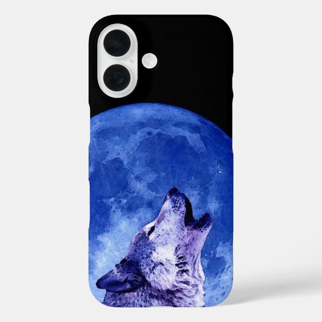 Funda iPhone 16 Wolf Howling en la Luna (Reverso )