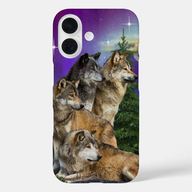 Funda iPhone 16 Wolf y Moon (Reverso )