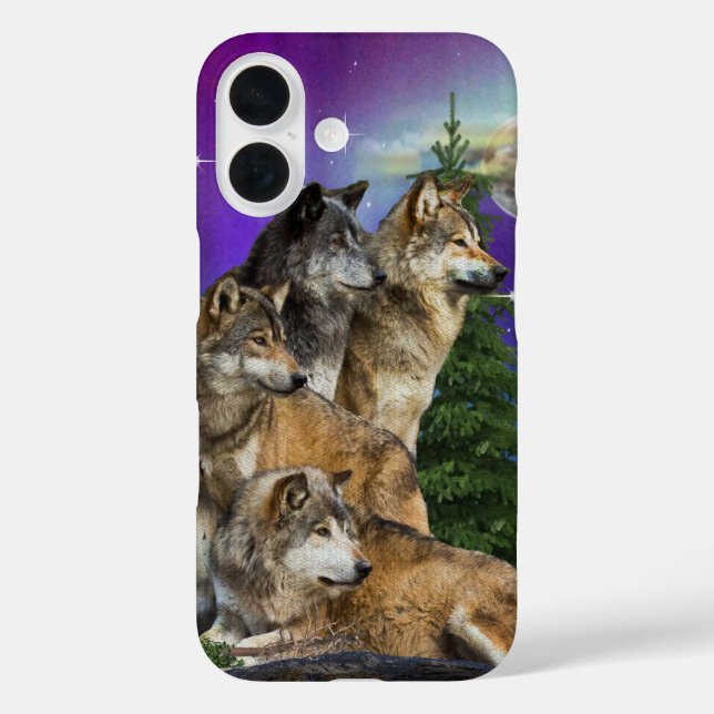 Funda iPhone 16 Wolf y Moon (Reverso )