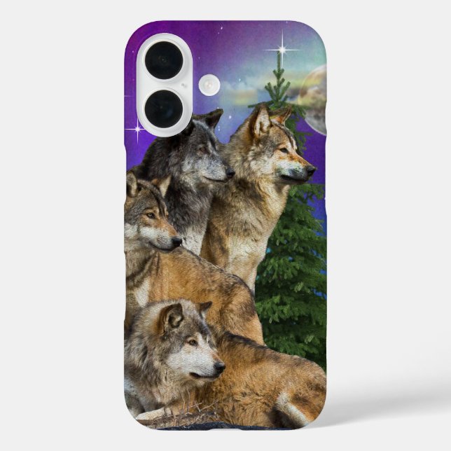 Funda iPhone 16 Wolf y Moon (Reverso )