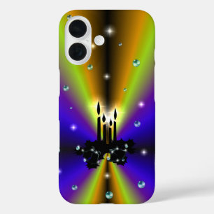 Funda iPhone 16 Xmas Artdeco sobre el arco iris amarillo morado