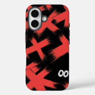 Funda iPhone 16 "Xs rojas en negro con ojos ocultos"