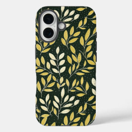 Funda iPhone 16 Yellow and Cream Leafy Branches Pattern 