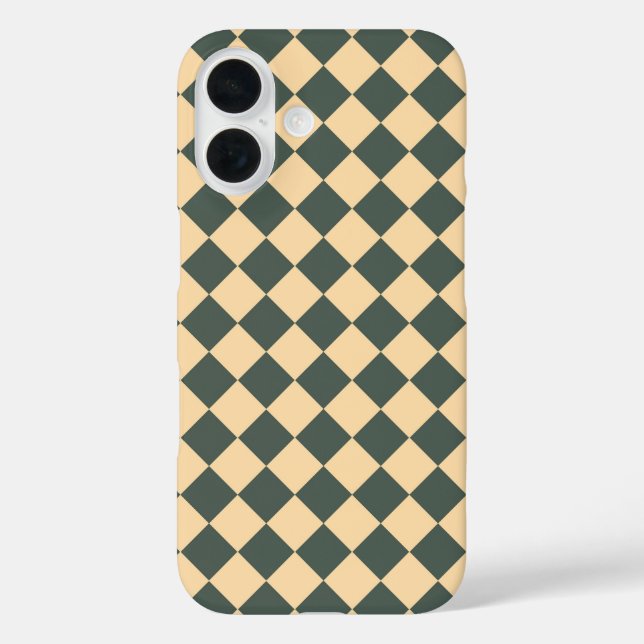 Funda iPhone 16 Yellow Green Checker Diamond Pattern (Reverso )