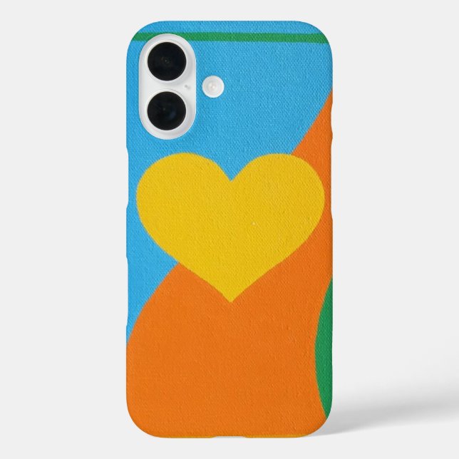 Funda iPhone 16 Yellow Heart Abstract Art Phone Case (Reverso )