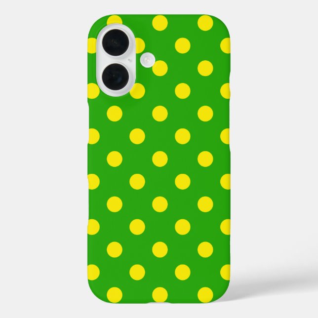 Funda iPhone 16 Yellow On Green Polka Dots Pattern Design  (Reverso )