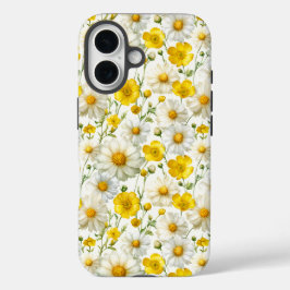 Funda iPhone 16 Yellow Watercolor Wildflower Pattern 