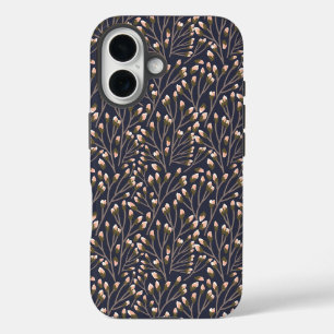 Funda iPhone 16 Yemas rosadas delicadas en ramas marrones