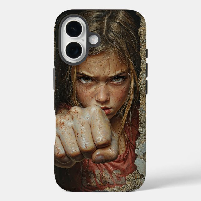 Funda iPhone 16 Young girl with fierce expression ready to punch.  (Reverso )