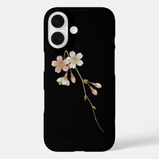 Funda iPhone 16 Yozakura Elegance: Golden Sakura & Midnight Black