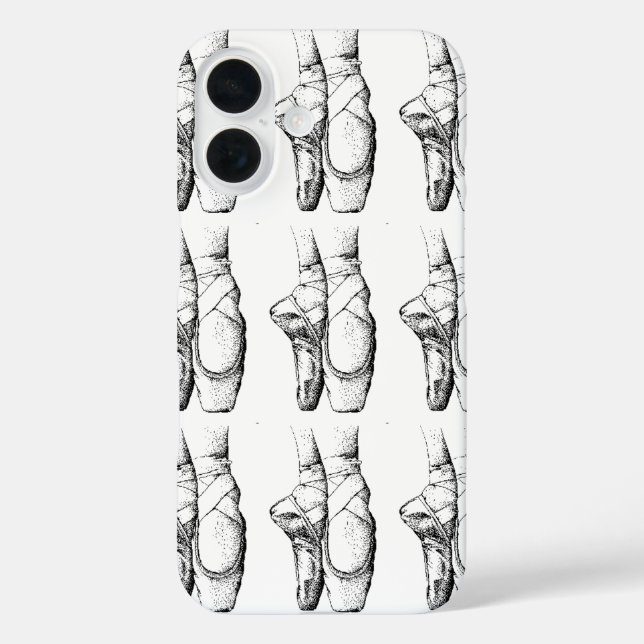 Funda iPhone 16 Zapatilla de ballet negra y blanca (Reverso )