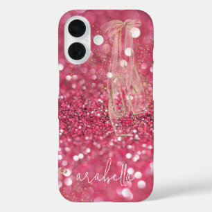 Funda iPhone 16 Zapatos de baile bailarina dorados chic con brillo