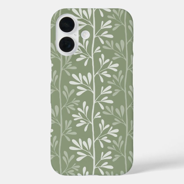 Funda iPhone 16 Zen Garden Stems Minimal Botanical Green (Reverso )