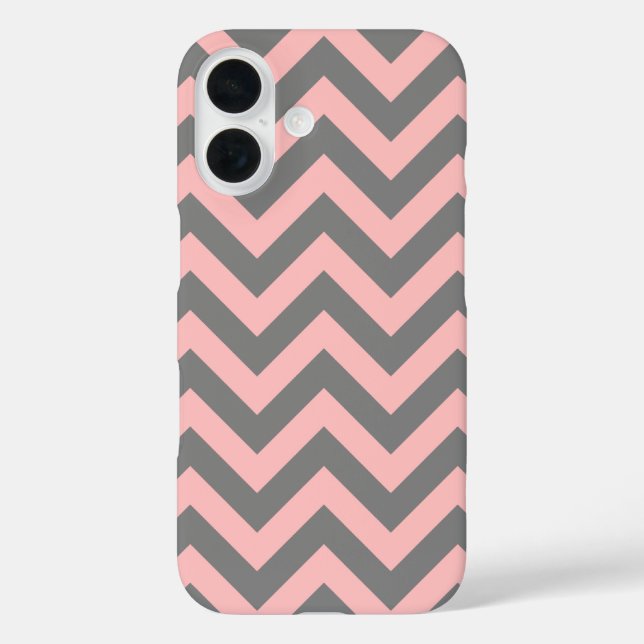 Funda iPhone 16 Zigzag rosa y gris (Reverso )