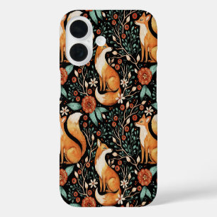 Funda iPhone 16 Zorro Místico del Bosque con Lunas y Polillas